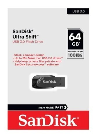 Imagem 2 de 4 de Pen Drive 64gb Cruzer Blade Ultra Shift 3.0 Lacrado Sandisk