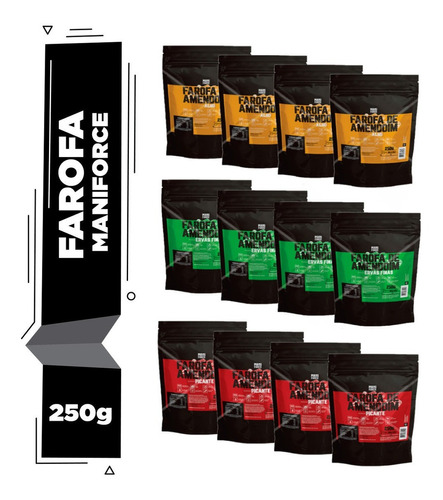 Kit 12 Farofa Fit Amendoim Alho, Pimenta E Ervas Finas 250g