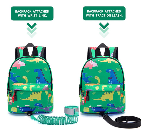 Mochila Arnés Infantil Accmor Dinosaurio Verde Antipérdida