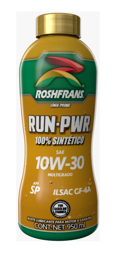 Roshfrans Run Power Sae 10w30 Api Sp 100% Full-sintetico Oil