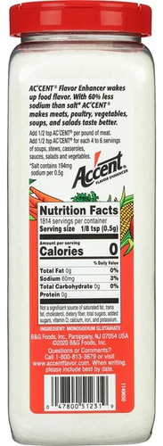 Msg Accent Potenciador De Sabores 907g Glutamato Monosódico