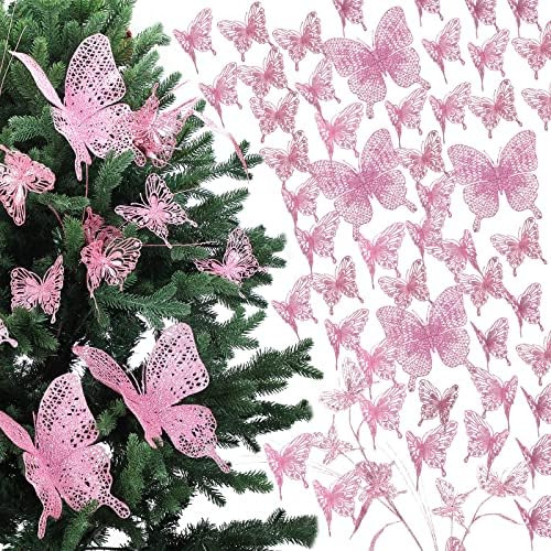 30 Adornos Para Arbol De Navidad De Mariposa Con Purpurina D