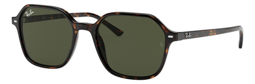 Óculos de sol Ray-Ban John Standard armação de acetato cor polished shiny tortoise, lente green de cristal clássica, haste shiny havana de acetato - RB2194