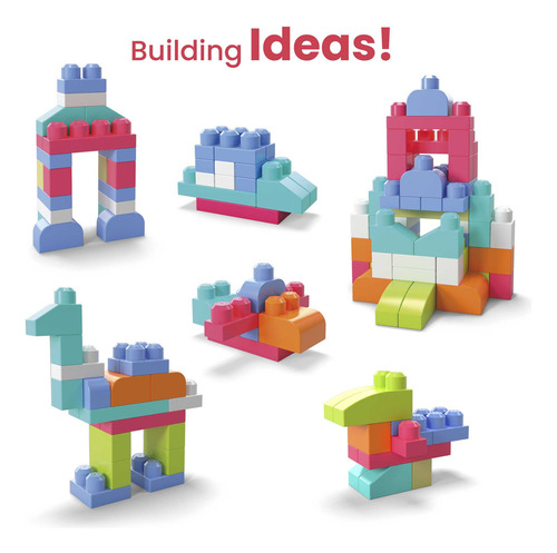 Sacola Com 60 Blocos De Montar Pré-escolar Mega Bloks Mattel