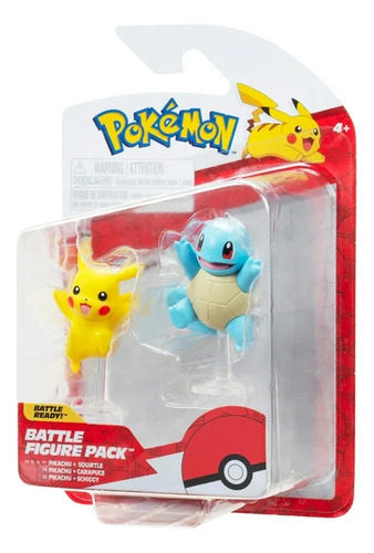 Pikachu 5cm + Squirtle 5cm Pokemon Jazwares Battle Figure