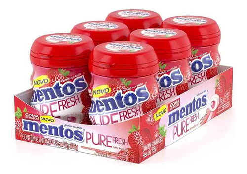 Chiclete Mentos Morango Sem Glúten 336 G 6 Pacote