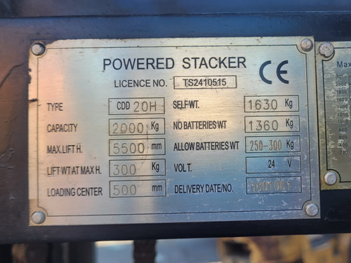 Apilador Eléctrico 5.5m 2000kg Almatec Zorra Autoelevador (Usado)