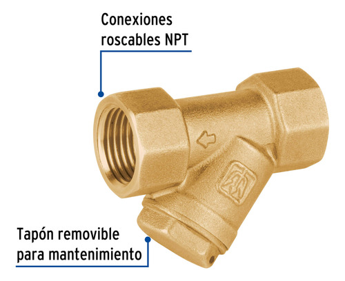 Filtro De Latón En 'y' De 1/2', Foset 47613 Cobre