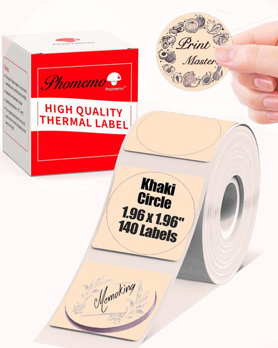 Khaki Round Sticker Label For Ms Thermal Printer Labels