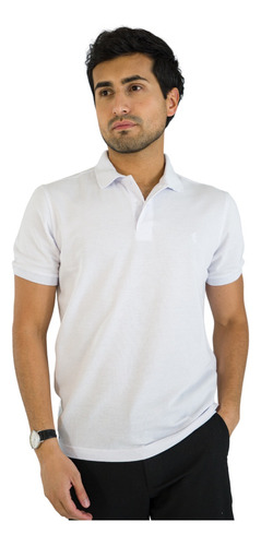 Camiseta Tipo Polo Hombre Unicolor As - Blanca