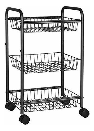 Songmics Carro Rodante De Metal De 3 Niveles Con Ruedas Con 