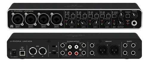 Placa de áudio Behringer UMC404HD Interface de 4 canais, tensão 110v, cor preta