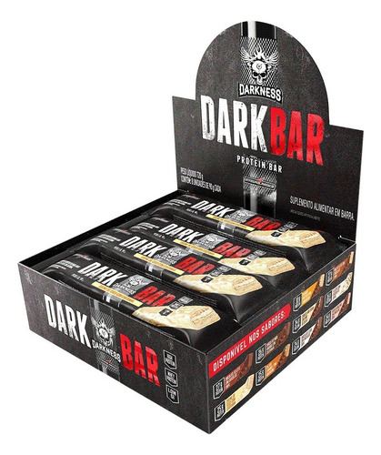 Suplemento em barra Darkness  Dark Bar Dark Bar carboidratos Dark Bar sabor  chocolate ao leite com chocolate chips em caixa de 720g 8 un