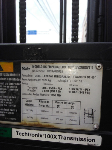 Imagem 4 de 9 de Empilhadeira Yale Glp 120vx *6 T.* 2013* T2e*otima*repasse