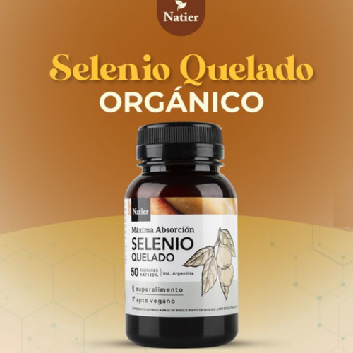 Natier Selenio Quelado Máxima Absorción Apto Vegano 50 Cap Sin Sabor