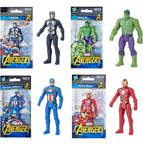 Marvel Avengers 4 Figuras 3.75  Hulk, Iron, Panter Y Capitán