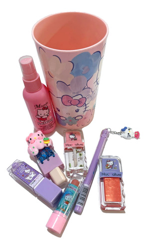 Paquete De Maquillaje Hello Kitty Vaso Con Cosméticos Mujer