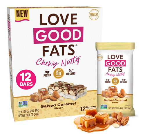 Love Good Fats Keto Protein Snack Bars - Caramelo Salado De