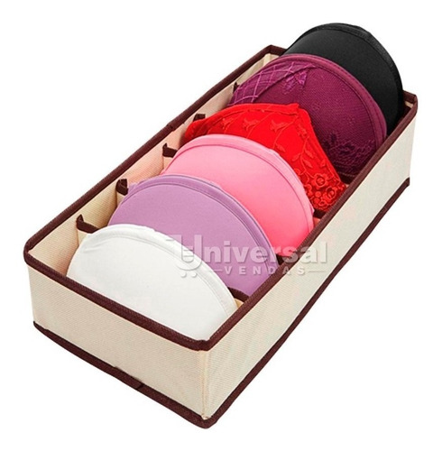 Imagem 3 de 5 de Kit C/ 4 Organizador De Sutiã Soutien Para Gavetas Lingerie 6 Nichos Feito Em Tnt Super Prático Organize