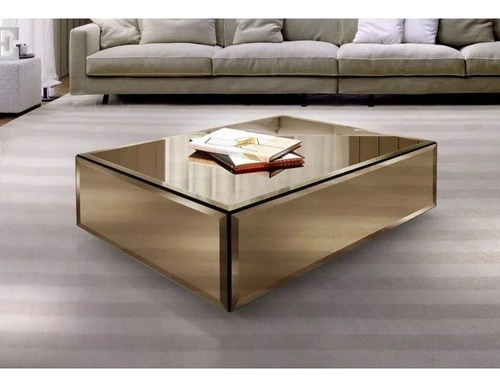 Mesa De Centro Espelhada 70x40 Espelhos Bronze Luxo Requinte