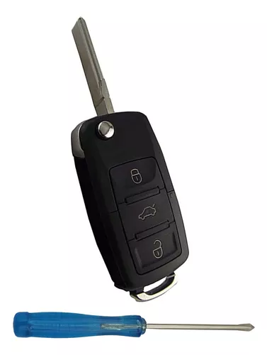 Funda de repuesto para llavero VW Volkswagen Jetta Passat Golf Beetle  Rabbit GTI CC EOS 4 botones sin llave con hoja sin cortar (negro)