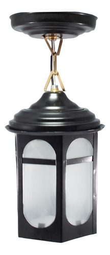 Farol Eco Casita Colgante Negro P/exterior Jardín