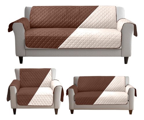 Protector Cubre Sala Sofá Con Sillones Lavable 2 Vista 3 Pzs