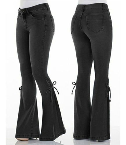 Pantalones Acampanados De Diseño De Moda Elásticos De