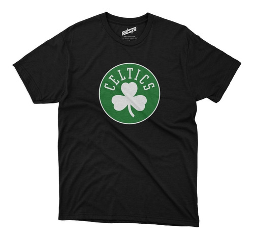 Remera Basket Nba Boston Celtics Negra Logo Completo