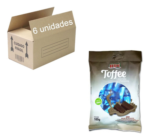 Toffee Caramelo De Chocolate Zero Hué 100g (6 Unidades) Kit