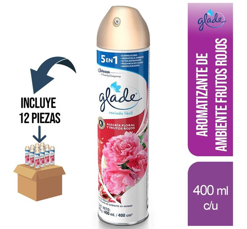 12 Pz - Glade Aromatizante 345g/ 400ml Frutos Rojos