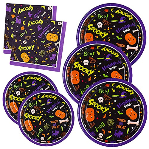 Halloween Party Supplies Disposable Paper Plates Napkin...