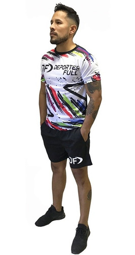 Imagen 2 de 5 de Remera Multicolor + Short Conjunto Deportivo Padel Tenis