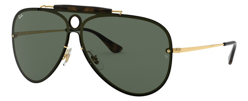 Anteojos de sol Ray-Ban Blaze Shooter Standard con marco de metal color polished gold, lente green clásica, varilla polished gold de metal - RB3581N