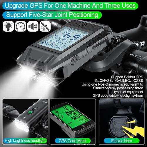 Gps Bicicleta Código Medidor Luces Inalámbrico Con Altavoz