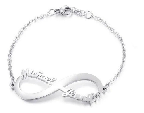 Pulsera Personalizada 2 Nombres Infinito Plata 925