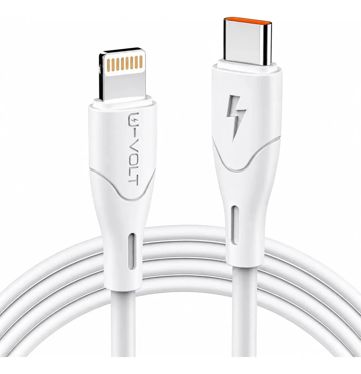 Cable Para iPhone USB-C a Lightning 2 Metros Carga Rápida 2.4A U-VOLT Color Blanco
