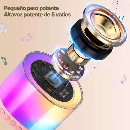 Máquina de karaoke altavoz bluetooth con 2 micrófonos inalámbricos color rosa