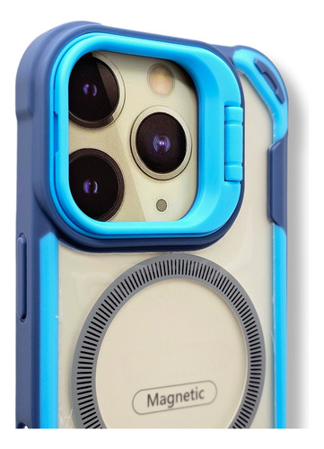 Funda Para Iphone 16 Pro Max Incluye Protector De Pantalla Azul Acero Bracket Case