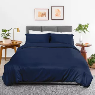 Funda De Duvet Dreamlab [matrimonial 200x228cm] Color Azul marino Diseño de la tela Liso