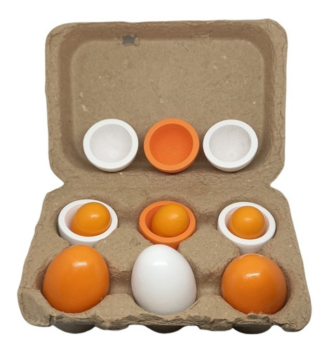 Set 6 Huevos De Madera Con Cajita Juguete
