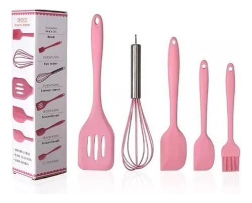 Set Utensilios Cocina De 5 Pza Silicona Antiadherente Negro