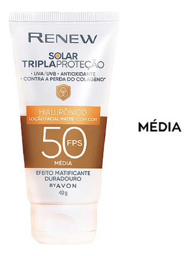 Protetor Solar Renew Anti-idade Com Cor Fps50 Matte Advance