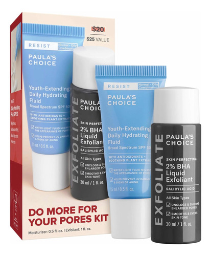 Paulas Choice Set 2% Bha Liquid Exfoliant + Bloqueador