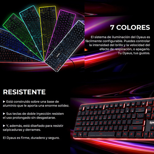 Imagen 4 de 10 de Teclado Gamer Redragon K509 Dyaus 2 Rgb / Semi-mecánico