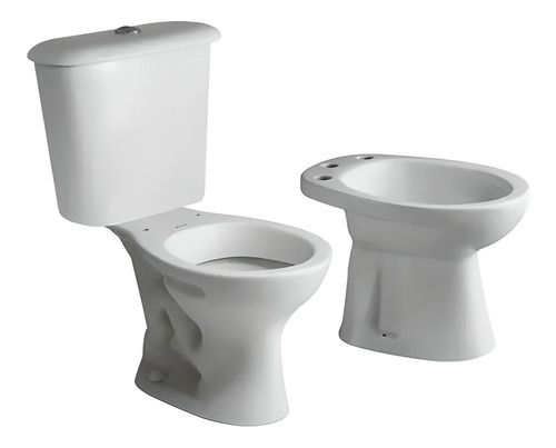 Imagen 1 de 8 de Juego Baño Ferrum Andina Inodoro Largo + Bidet 3