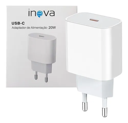 comprar Inova CAR-0094 Fonte Carregador Turbo 20w Tipo C compativel c\u002F iPhone X 11 12 13 Pro Cor Branco