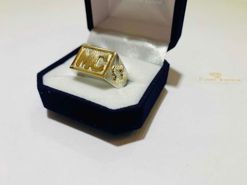 Anillo Sello Hombre Con Cruz Pampa. Plata Y Oro 10k. Tuset.