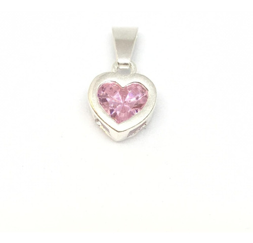 Dije Corazón Colgante Cubic 7mm Plata 925 Varios Colores