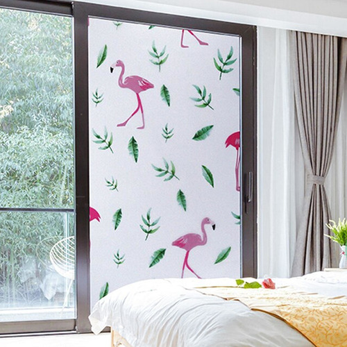 Pelicula Adesivo Eletrostatica Vidro Jateado Flamingo Folha Cor Transparente